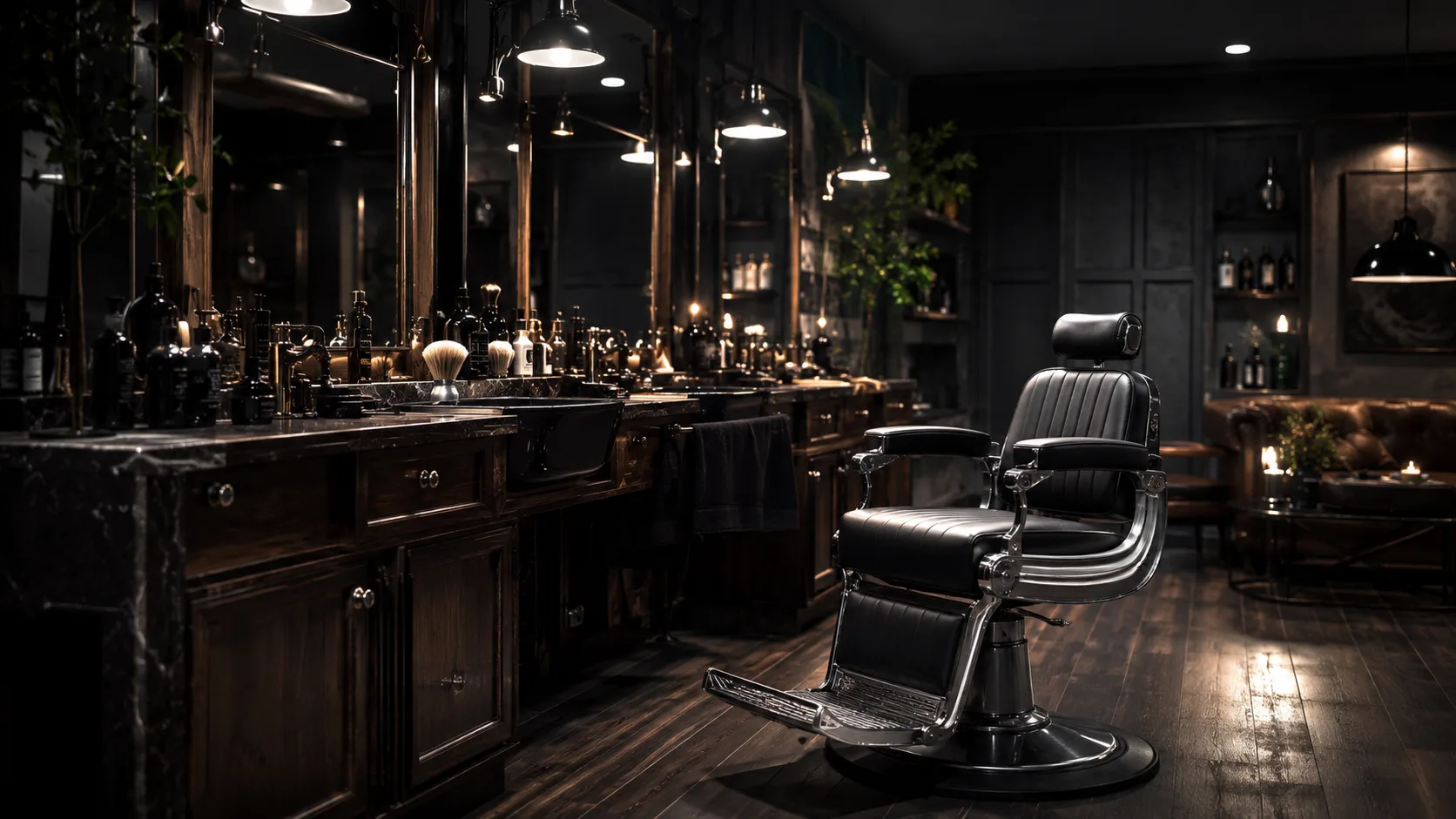 Interior da Barbearia Navalha Azul